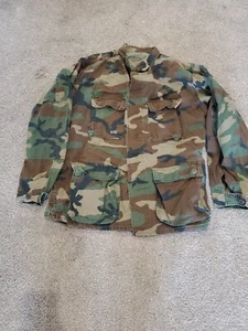 US Military USAF Field Jacket Woodland BDU Camouflage Medium Long Used - Picture 1 of 6