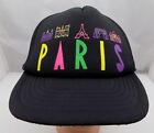 Paris Souvenir Hat Black Snapback Baseball Eiffel Tower Neon Buildings ST129