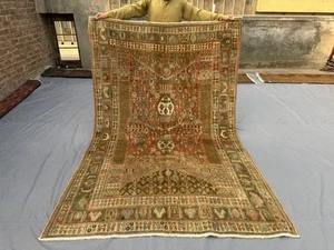 5x8 Vintage Turkish-Inspired Caucasian Medallion Soft Wool Living Room Area Rug - Picture 1 of 11