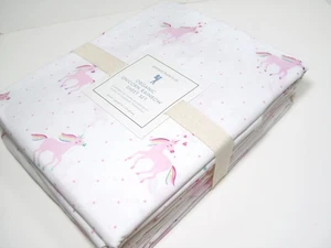 Pottery Barn Kids Bio-Baumwolle Regenbogen Einhorn rosa Punkte Queen Lakenset neu - Bild 1 von 4