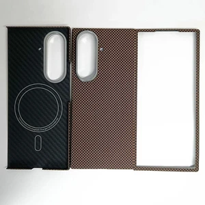 Kit Coque Magsafe Fibre Carbone Samsung Galaxy Z Fold7 Mat Grilles Tressées Housse - Photo 1/26
