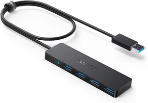 Anker 4-Port USB 3.0 Hub, Ultra-Slim Data Hub with 2 ft 2 ft, Black - Picture 1 of 6
