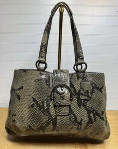 Coach Python Embossed Leather Carryall Tote Light Brown Purse Handbag - Picture 1 of 11
