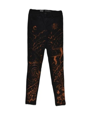 MOSSIMO Womens Graphic Skinny Jeans W26 L31 Black Cotton AD04 - Image 1 of 4