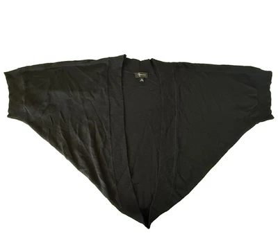 AQUA 100% CASHMERE SHRUG SWEATER WOMENS M L BLACK KNIT SHORT SLEEVE CARDIGAN - Image 1 of 4