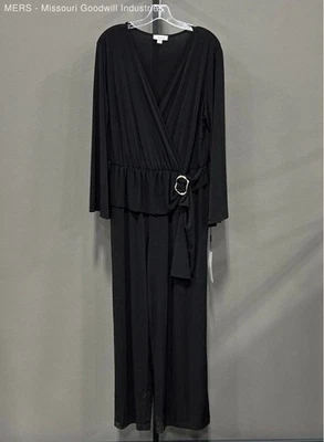 Mono para mujer Calvin Klein negro liso con cinturón talla 16W Foto 1 de 4