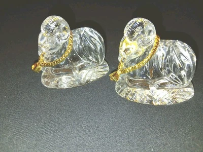 Gorham Crystal CHRISTMAS NATIVITY SHINY GOLD RAM- Set Of Two with Box - Image 1 of 4