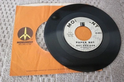 ROY ORBISON-"PAPER BOY" ULTRA RARE ROCK& ROLL 45, MONUMENT 45-409-V, 1959, VG - Image 1 of 2