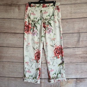 River Island 7/8 Pants ~ Size 10 Women's ~ Floral, Frills, Tailored - Picture 1 of 12