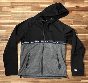 New Balance Men's Zip Front Fleece Lined Hoode Jacket Size Small Black & Gray - Picture 1 of 13