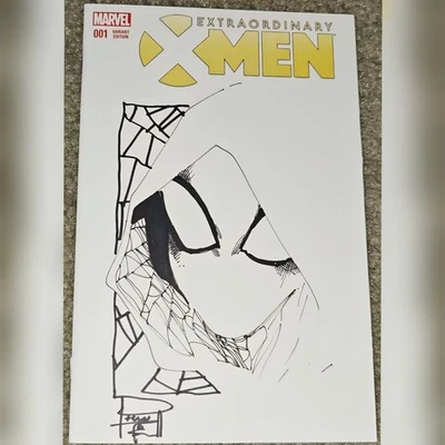 2015 Extraordinary X-men 1 NM Philip Tan Original Sketch Art Spider-man Blank - Image 1 of 4