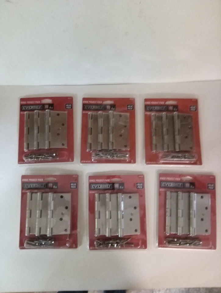 4" Everbilt 3pk Satin Nickel Square Corner Security Locking Feature Door Hinges