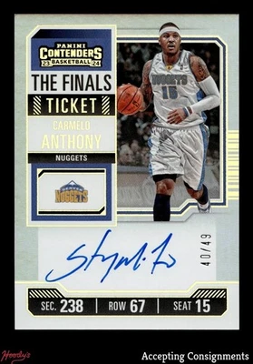 2023-24 Panini Contenders The Finals Ticket Carmelo Anthony ON CARD AUTO 40/49 - Image 1 of 2