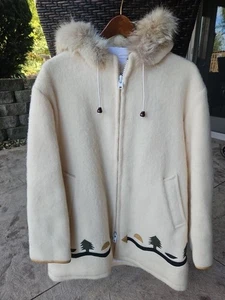 Vtg 70's HUDSON BAY Blanket Zip Parka Hood and Indian Embroidery RARE Beautiful! - Picture 1 of 16