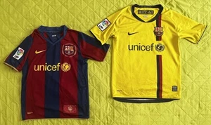 FC Barcelona Football Soccer – NIKE Jersey X 2 Child Sz S Season 2006-7 & 2008-9 - Picture 1 of 9