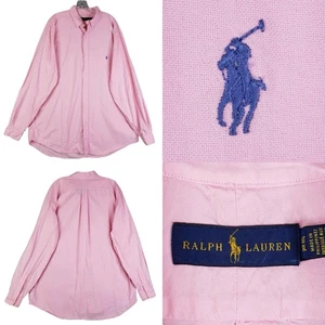 Polo Ralph Lauren Shirt Oxford Button Down Mens Long Sleeve Solid Pink Size XLT - Picture 1 of 11