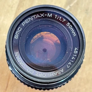 SMC Pentax-M Lens Asahi 50mm f1.7 with Hoya 49mm Skylight 1B Filter and Case - Picture 1 of 20