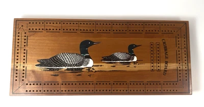 Vintage Wood Duck Sportsman Cribbage Board Peg Storage  2 - 4 Player Teams - Image 1 of 4