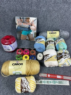 Lote de Hilos Caron Simply Soft Sugar’n Cream Aunt Lydia’s Thread Needles Book Foto 1 de 4