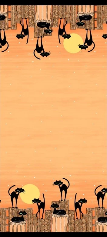 Hocus Pocus Stray Cat Strut 双边 CX 7993-ORG 织物半码 — 第 1/1 张图片