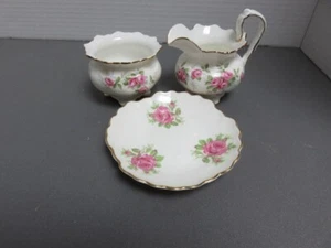 mini Aynsley Grotto  Rose footed Cream and  open Sugar - Picture 1 of 9