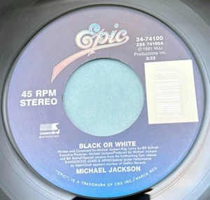 Michael Jackson Black or White / Instrumental 45 Vinyl 90s Pop Epic 74100 VG+ - Picture 1 of 6