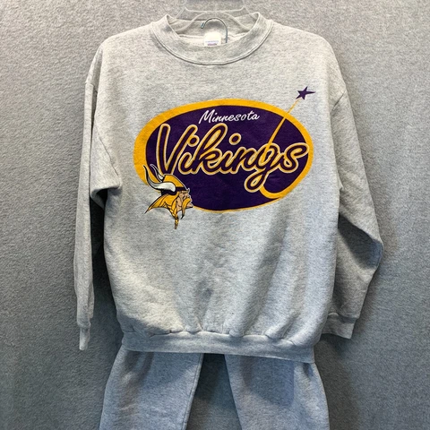 Vintage Minnesota Vikings Sweater Sweatpants Set Mens Medium Gray Logo Athletic Cover