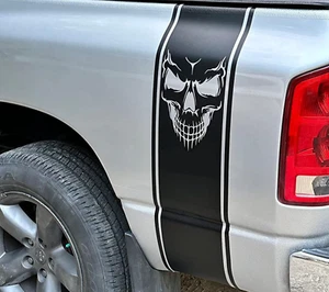 Fits Dodge Ram 1500 Skull Stripe Vinyl Decal, Side Bed Racing Stripes, Graphics - Picture 1 of 8