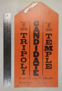 AAONMS Tripolis Schrein Tempel Kandidaten Anhänger, 1950 - Bild 1 von 4