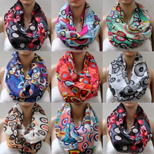 Loop Schal Schlauchschal Rundschal Halstuch Tuch Damenschal Damen Retro Bunt Neu