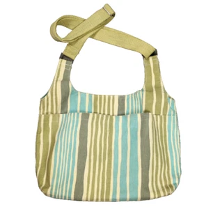 Rock Flower Paper 100% Cotton Canvas Shoulder or Crossbody Bag Blue Green Gray - Picture 1 of 24