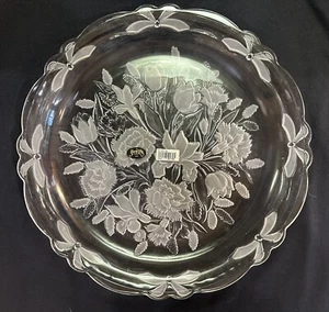 Ramo Cristalino, Plato Cristal Redondo 14" Floral Esmerilado - Imagen 1 de 3