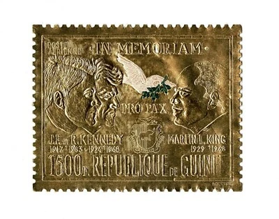 Sello de oro République de Guinée 1500F Pro PAX Memoriam  Foto 1 de 2