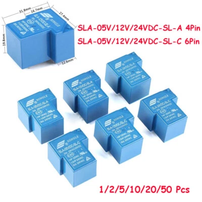 SLA-05V 12V 24V VDC-SL-A -SL-C 4Pin 6Pin 30A T90 Blue Mini Power Relay 30A - Image 1 of 4