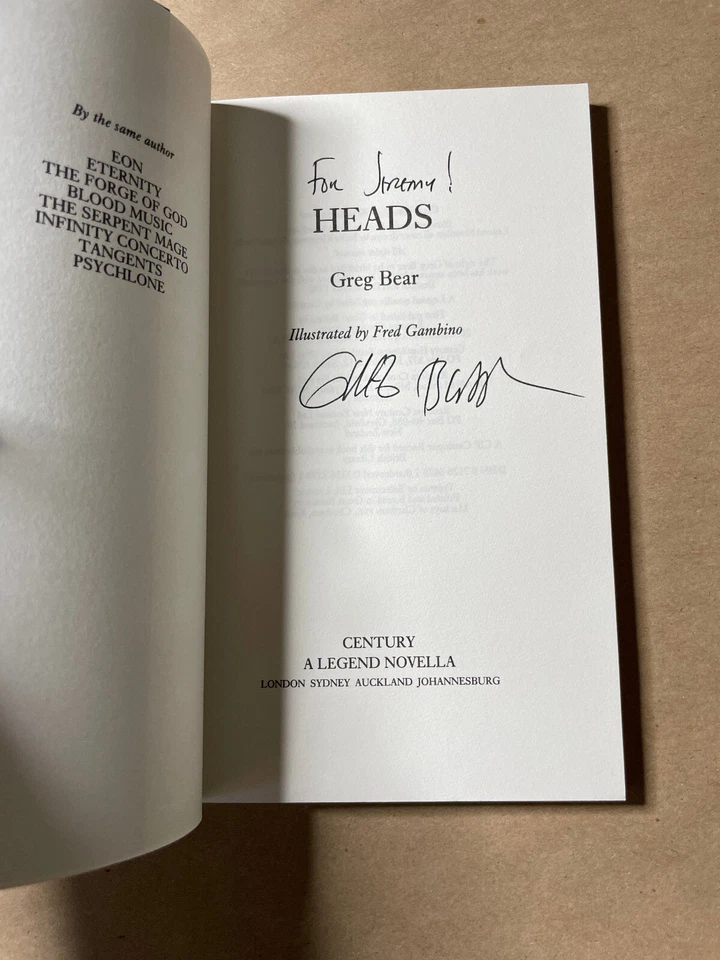 Signed Greg Bear: Heads, signed 1st UK PB - Image 1 of 4