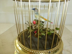 EXC ANTIQUE WIND UP GERMAN SINGING BIRD CAGE MUSIC BOX AUTOMATON (Watch Video) - Picture 1 of 14