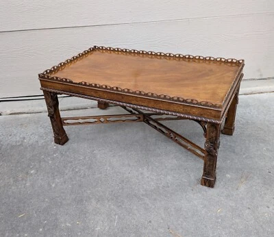 Mesa de centro bandeja de té Henredon Historic Natchez Collection Chippendale Butler Foto 1 de 4