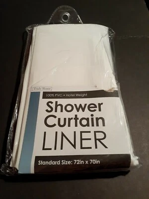 White Hotel Weight Shower Curtain Liner Grommets Peva 100% PVC TRULY HOME72x70 - Image 1 of 4