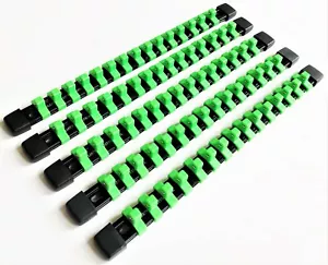 5 GOLIATH INDUSTRIAL 3/8" ABS MOUNTABLE SOCKET RAIL HOLDER ORGANIZER GREEN SH38G - Picture 1 of 1