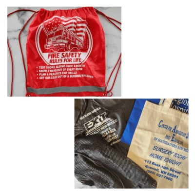 5 totes black mesh backpack drawstring gym travel grocery bag bundle - Image 1 of 4