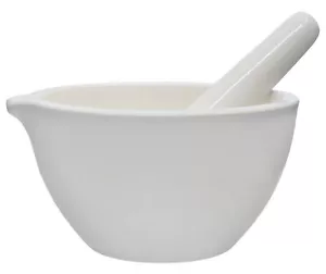 Porcelain Mortar & Pestle Set, 67oz - Unglazed Grinding Surface - Eisco Labs - Picture 1 of 4