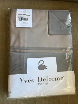 $740 Yves Delorme Lemercier Queen Duvet Cover Gray Shades Damask Stripes France - Image 1 of 4