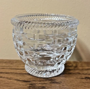 Crystal Basketweave Cable Votive/Tealight Candle Holder Bowl Glass Baskets - Picture 1 of 9