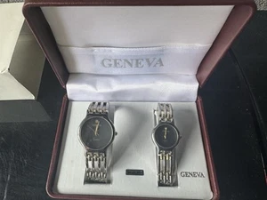 Geneva His & Hers Armbanduhr Set Quarz silber & goldfarben Edelstahl boxed - Bild 1 von 3
