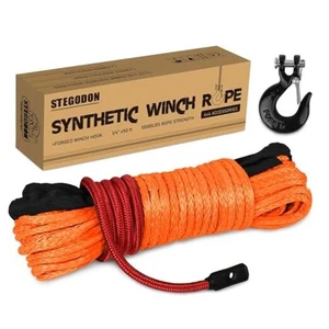Kit de cuerda de cabrestante sintético de 1/4 pulgadas X 50 pies, 10000 libras 1/4 pulgadas x 50 pies naranja - Imagen 1 de 8