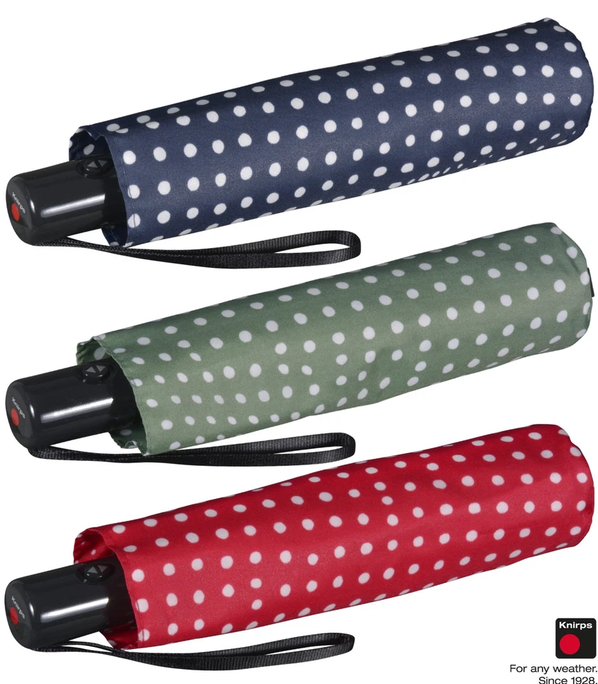 Knirps Regenschirm Damen Taschenschirm Slim Duomatic Automatik Punkte Bolero