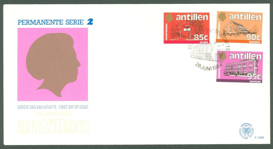 Colonies G40 Netherlands Antilles 1984 FDC 3v Architecture Aruba Bonaire Curacao - Image 1 of 1