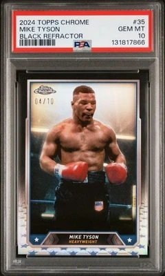 Mike Tyson 2024 Topps Chrome Boxing #35 - Black Refractor/10 PSA 10 Foto 1 de 2