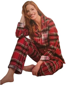 NUEVO CON ETIQUETAS LANDS' END Conjunto de pijama de franela de 2 piezas para mujer rojo talla XL 100 % algodón - Imagen 1 de 4