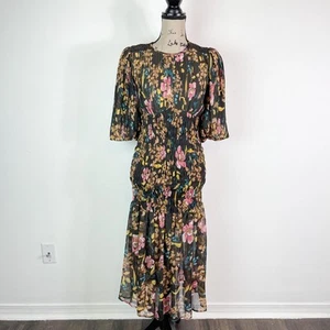 byTimo NWT Jorgeous Floral Print Smocked Dress Brown Size S - Picture 1 of 7